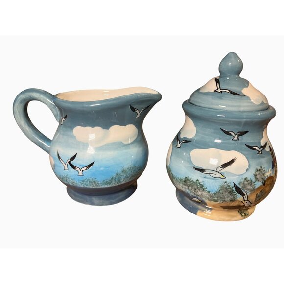 Youngs Nautical Seaside Themed Ceramic Creamer and Sugar Set - Picture 3 of 9